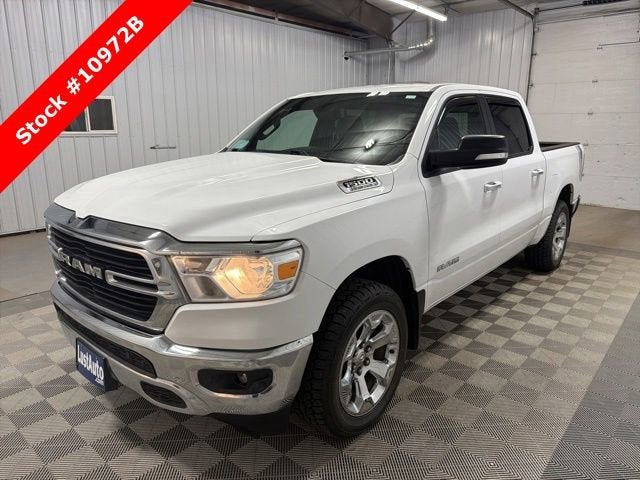 2019 RAM 1500 Big Horn/Lone Star in White — front three-quarter view
